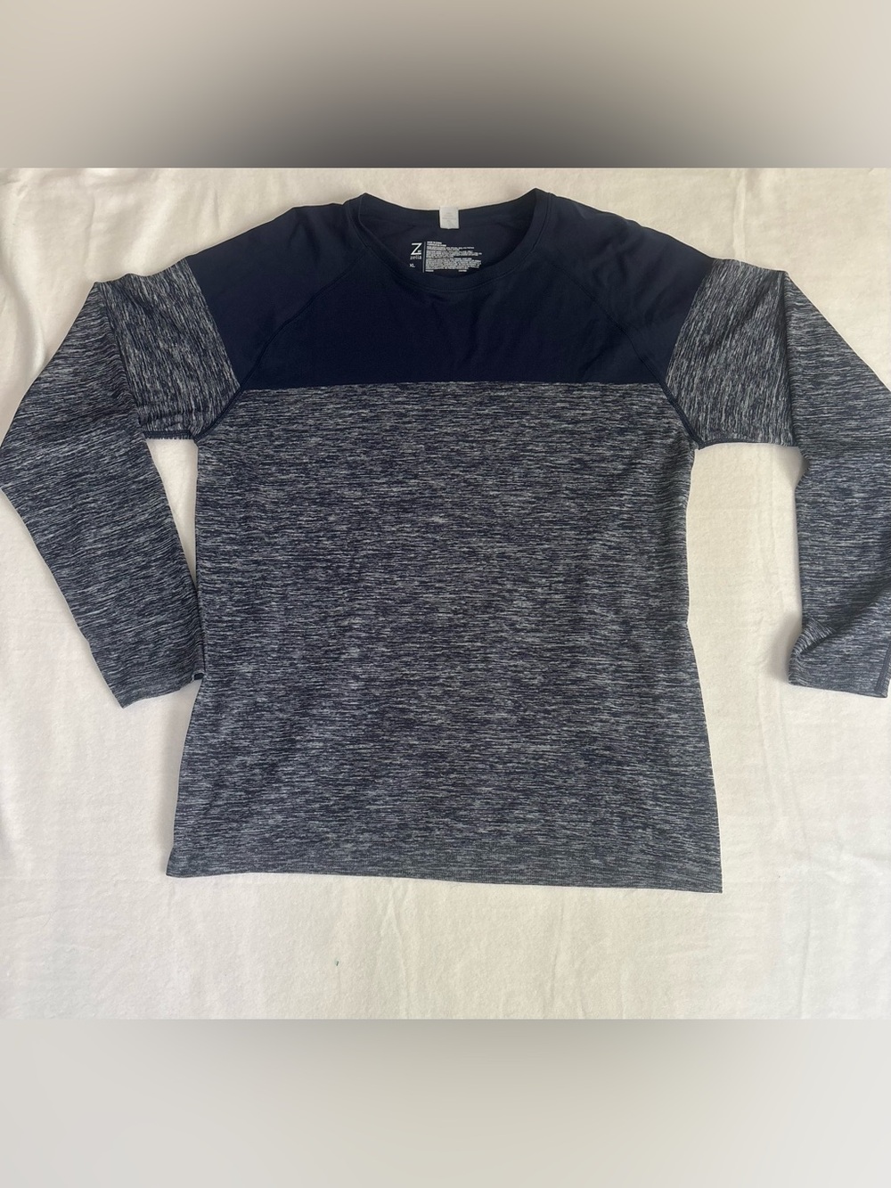 Zella Navy and Heathered Gray Long Sleeve Top